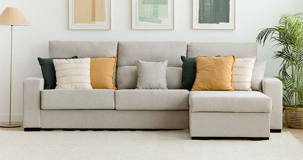 Sofá cama clic clac de 3 plazas Perla en tejido reclinable de diseño nórdico